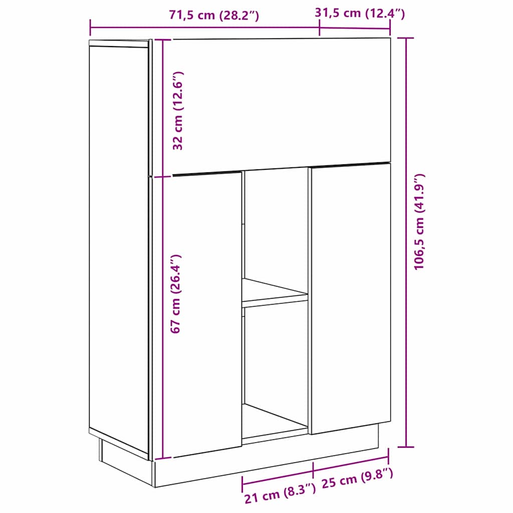 Bureau Chêne noir 71,5 x 31,5 x 106,5 cm Bois d'ingénierie - XIOS