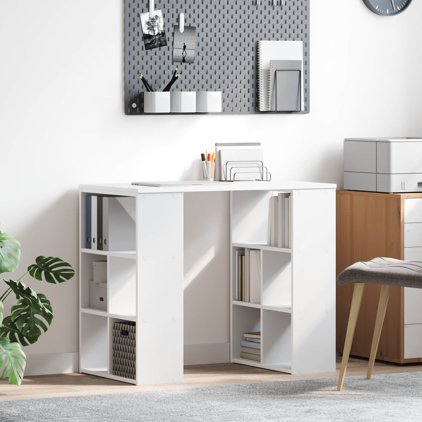 Bureau avec étagère Blanc 90 x 50 x 75 cm Bois d'ingénierie - XIOS