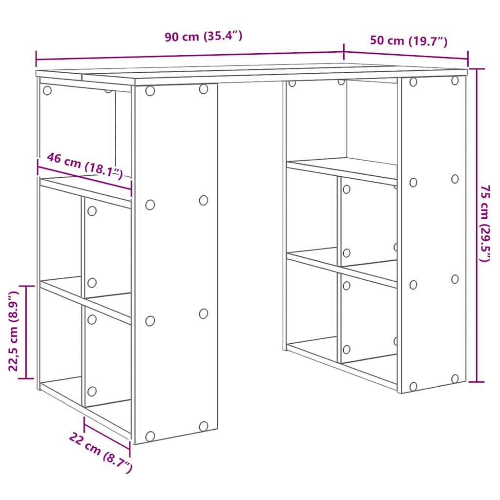Bureau Chêne sonoma 90 x 50 x 75 cm Bois d'ingénierie - XIOS