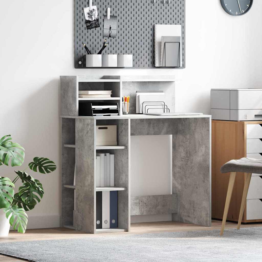 Bureau avec rangement Gris béton 90 x 48 x 101,5 cm - XIOS