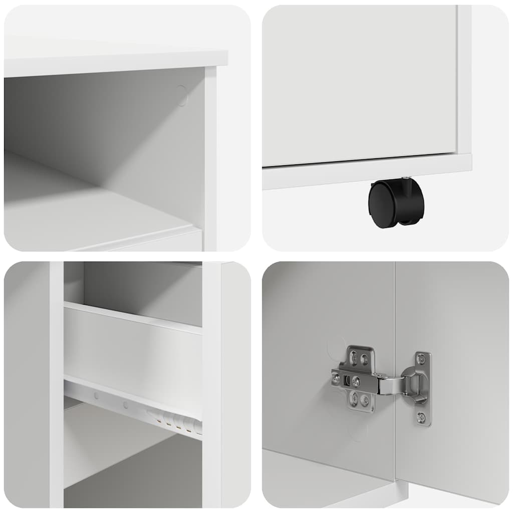 Bureau avec roulettes Blanc 91 x 50 x 77 cm Bois d'ingénierie - XIOS