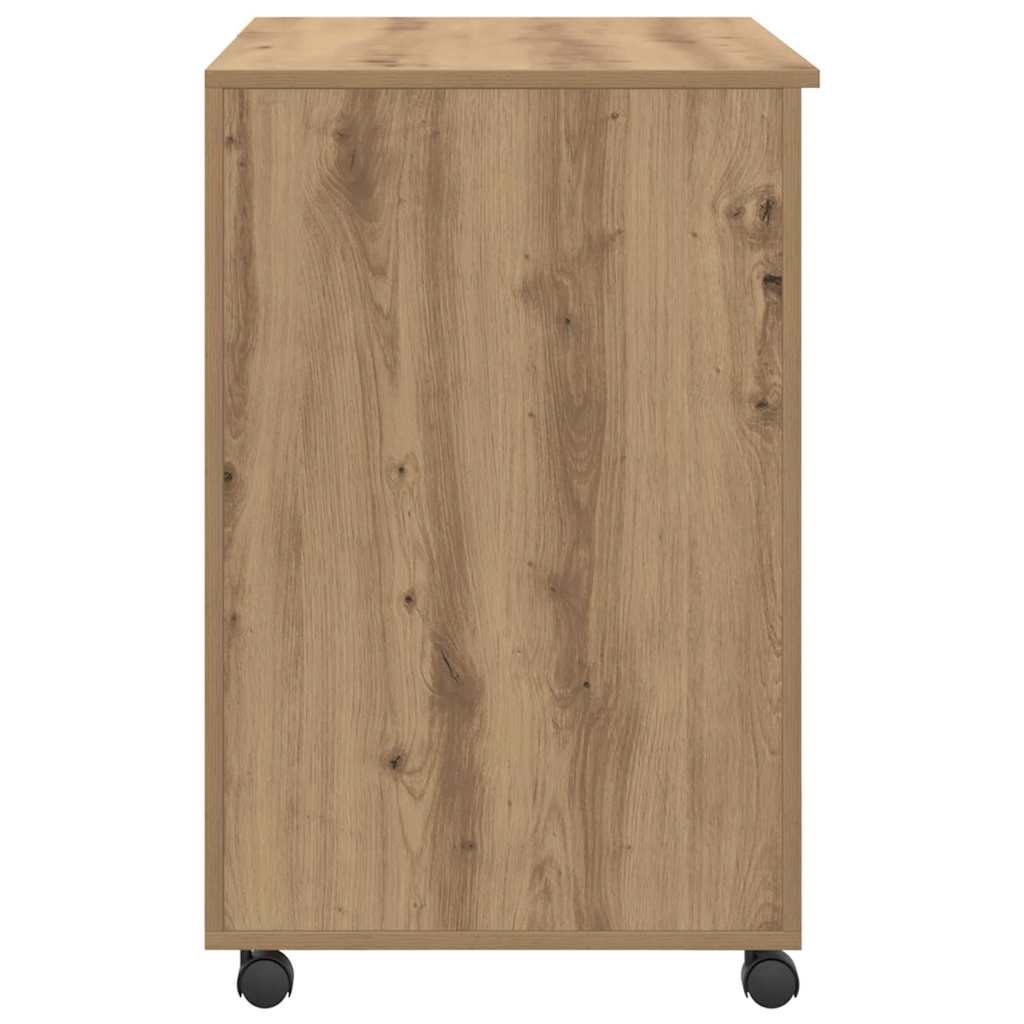Bureau avec roulettes avec roue chêne artisanal 91 x 50 x 77 cm - XIOS