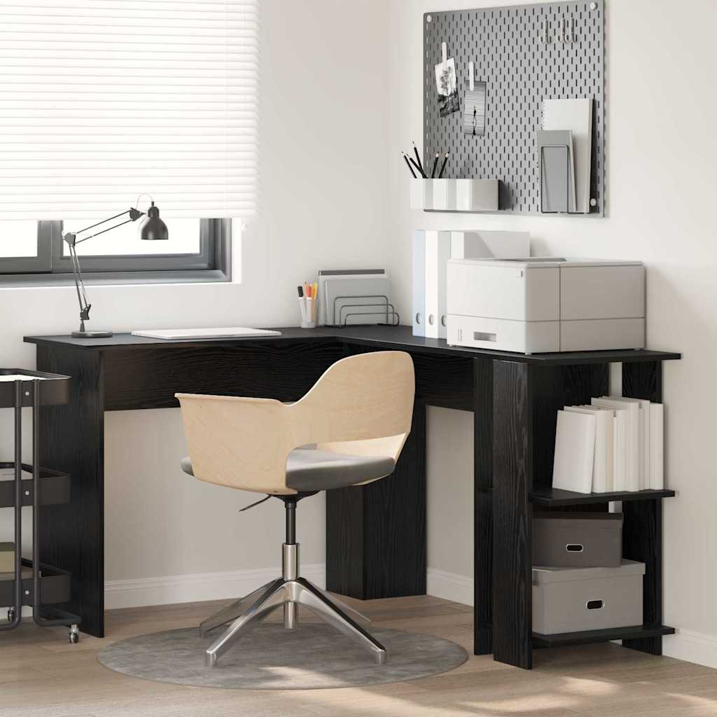 Bureau d'angle avec rangement Chêne noir 140 x 113.5 x 75 cm - XIOS