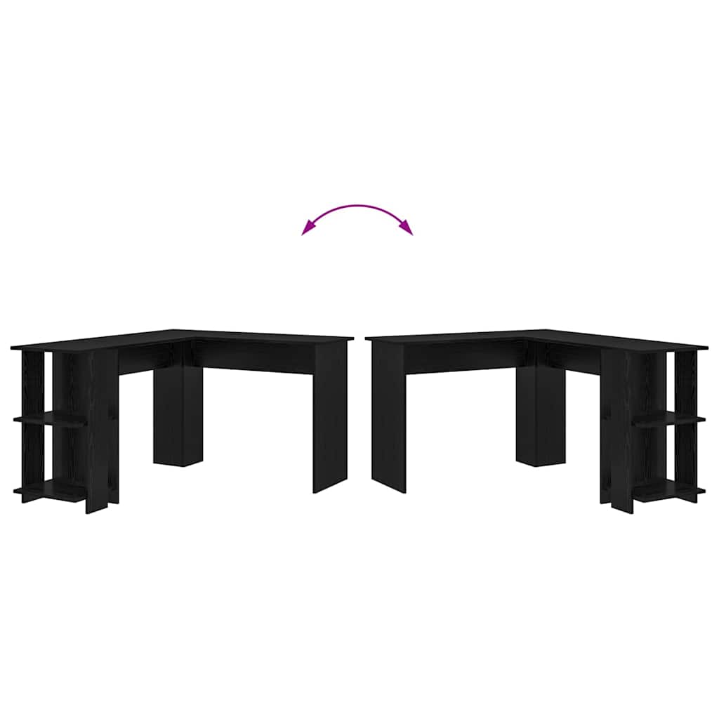 Bureau d'angle avec rangement Chêne noir 140 x 113.5 x 75 cm - XIOS