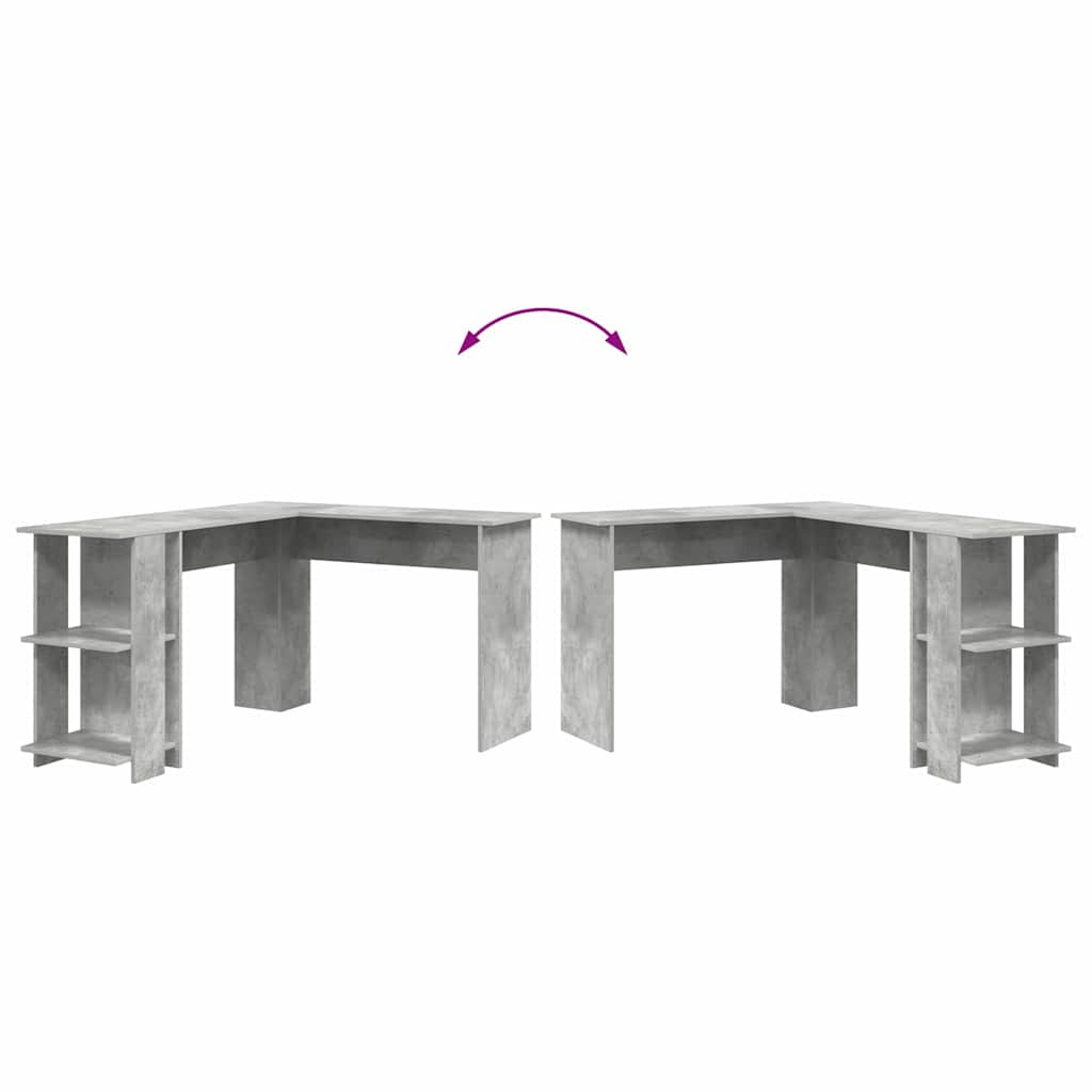 Bureau d'angle avec rangement Gris béton 140 x 113.5 x 75 cm - XIOS