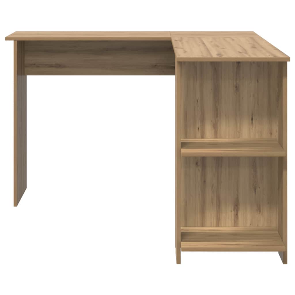 Bureau d'angle avec rangement avec étagère chêne artisanal - XIOS