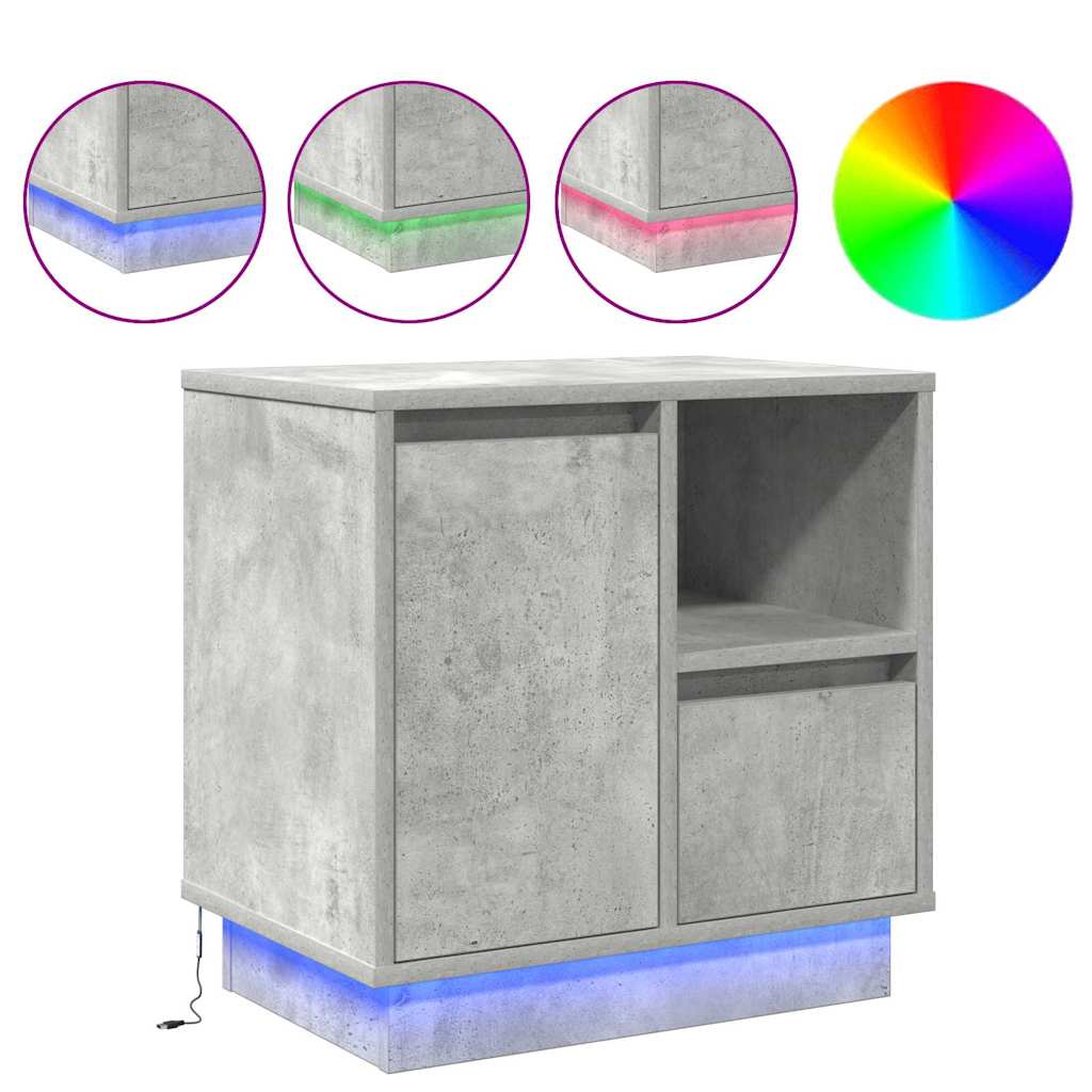 Cabinet de chevet avec 2 pcs Gris béton 50 x 34.5 x 50 cm. - XIOS