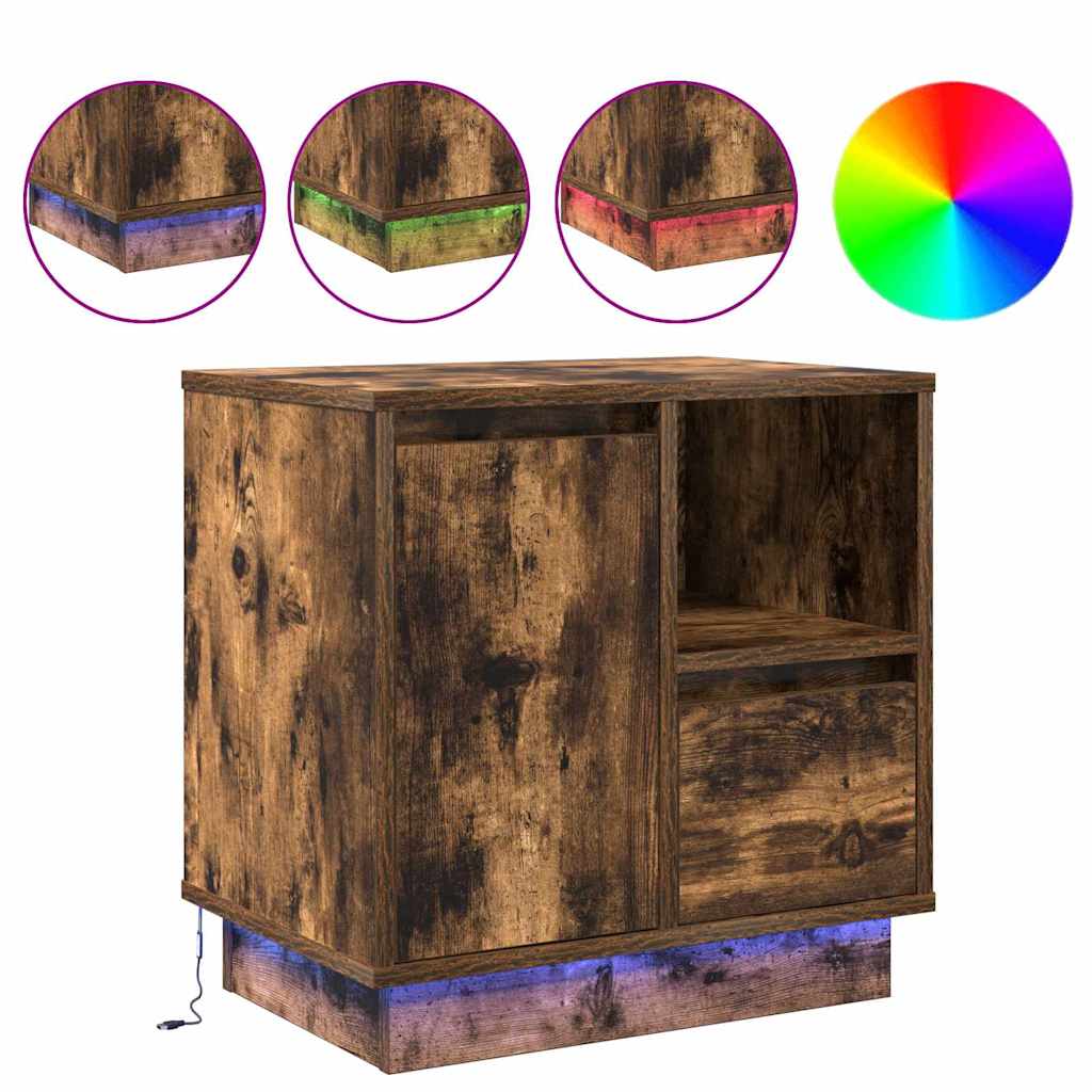 Cabinet de chevet avec tiroir Chêne fumé 50 x 34.5 x 50 cm. - XIOS