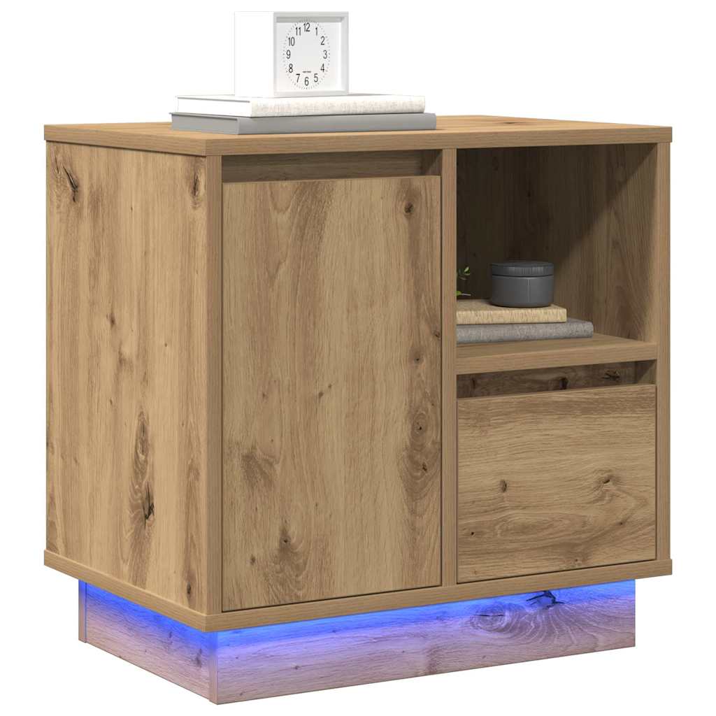 Cabinet de chevet avec chêne artisanal 50 x 34.5 x 50 cm. - XIOS