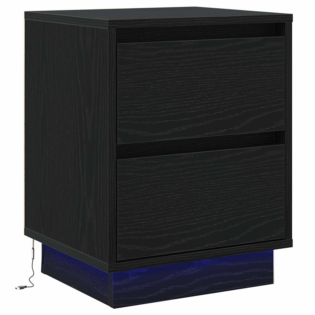 Cabinet de chevet avec Noir 39 x 34.5 x 50 cm Bois d'ingénierie - XIOS