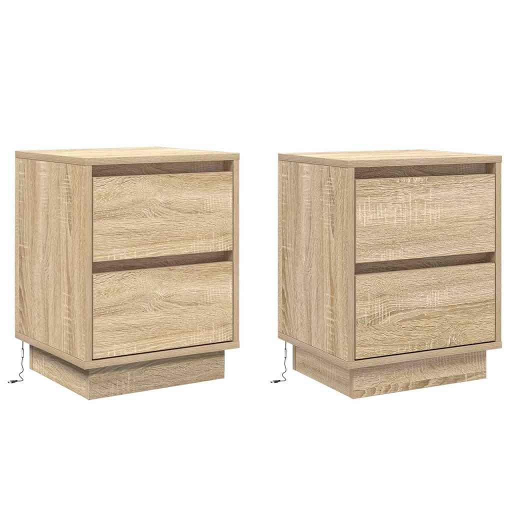 Cabinet de chevet avec 2 pcs Chêne sonoma 39 x 34.5 x 50 cm - XIOS