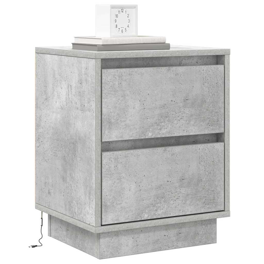 Cabinet de chevet avec tiroir avec Gris béton 39 x 34.5 x 50 cm - XIOS