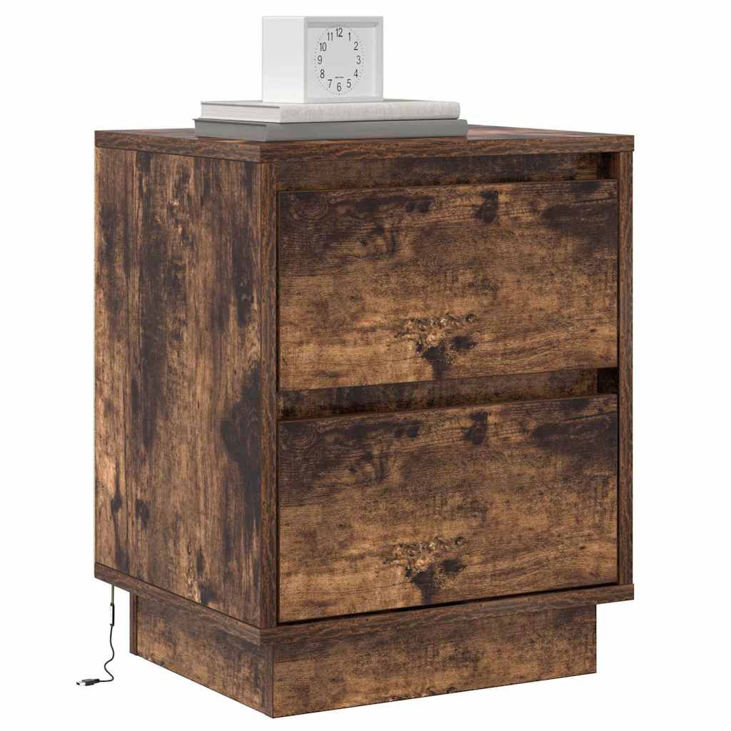 Cabinet de chevet avec 2 pcs Chêne fumé 39 x 34.5 x 50 cm - XIOS