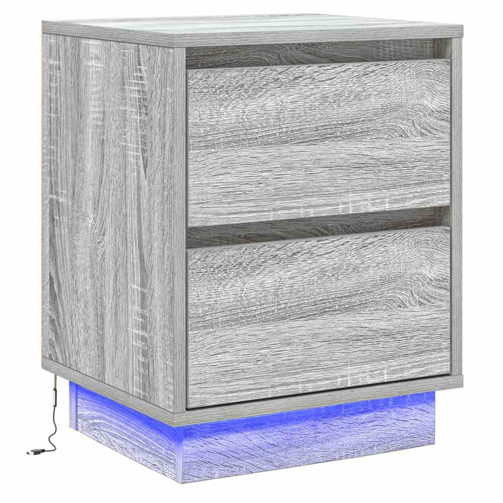 Cabinet de chevet avec tiroir avec 2 pcs Gris 39 x 34.5 x 50 cm - XIOS
