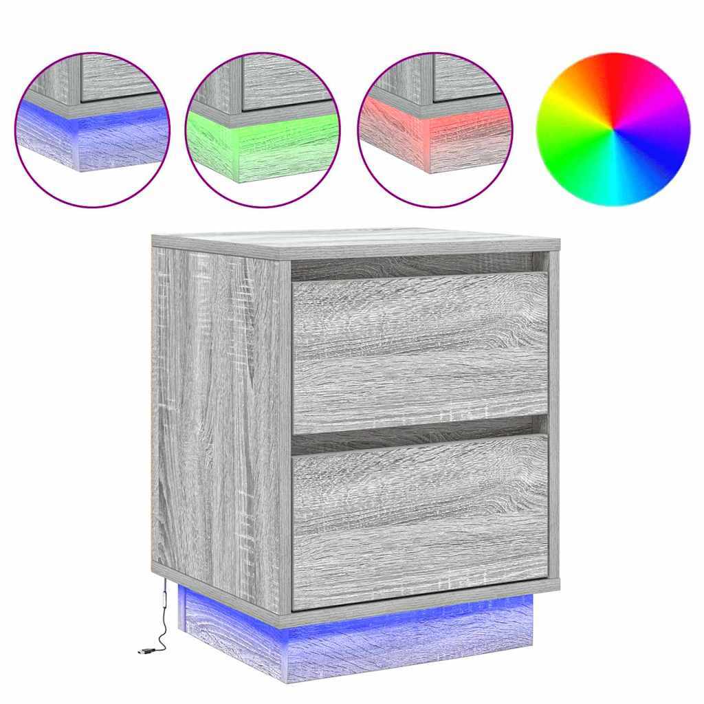 Cabinet de chevet avec tiroir avec 2 pcs Gris 39 x 34.5 x 50 cm - XIOS