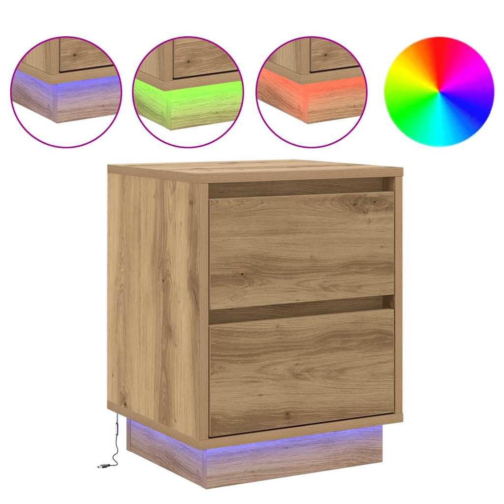 Cabinet de chevet avec tiroir Chêne artisanal 39 x 34.5 x 50 cm - XIOS
