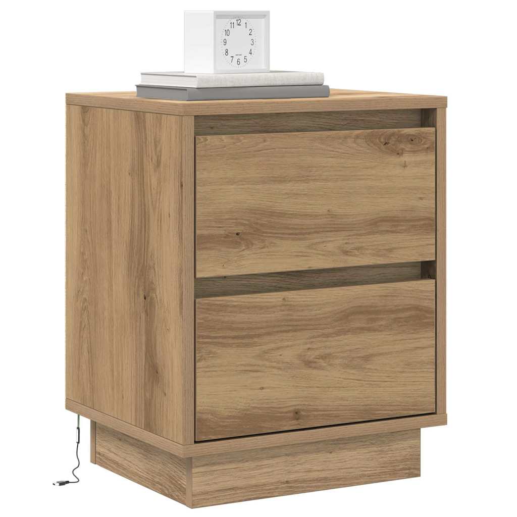 Cabinet de chevet avec 2 pcs chêne artisanal 39 x 34.5 x 50 cm - XIOS
