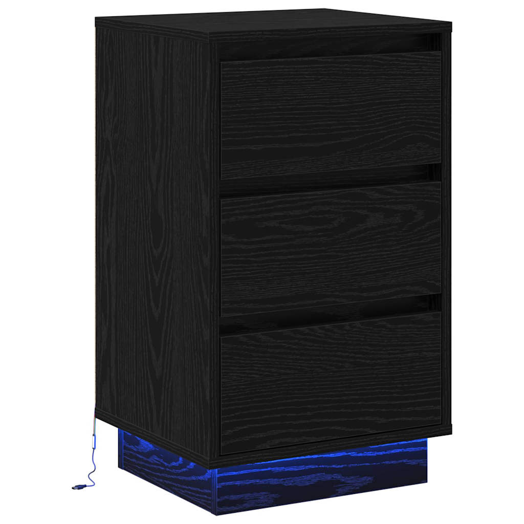 Cabinet de chevet avec Noir 39 x 34,5 x 65 cm Bois d'ingénierie - XIOS