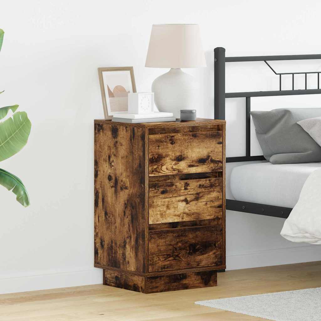 Cabinet de chevet avec tiroir avec Chêne fumé 39 x 34,5 x 65 cm - XIOS
