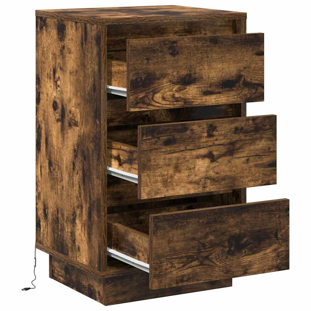 Cabinet de chevet avec tiroir avec Chêne fumé 39 x 34,5 x 65 cm - XIOS