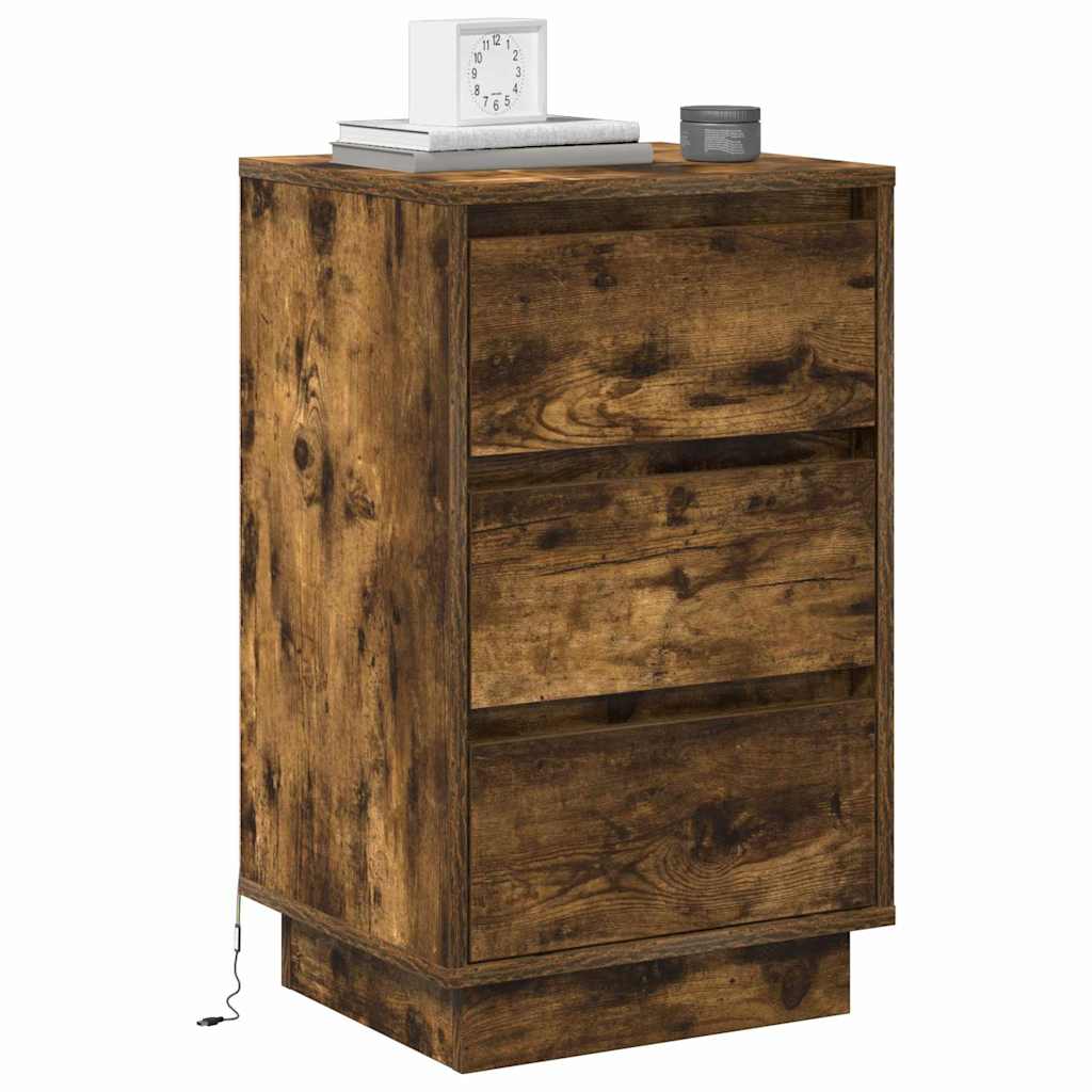 Cabinet de chevet avec tiroir avec Chêne fumé 39 x 34,5 x 65 cm - XIOS