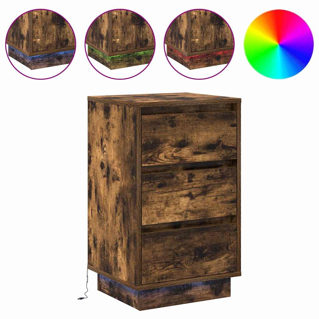 Cabinet de chevet avec tiroir avec Chêne fumé 39 x 34,5 x 65 cm - XIOS