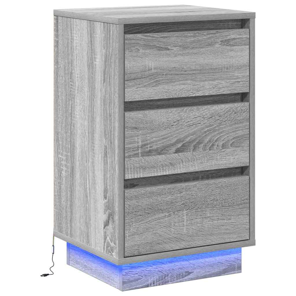 Cabinet de chevet avec Gris 39 x 34,5 x 65 cm Bois d'ingénierie - XIOS