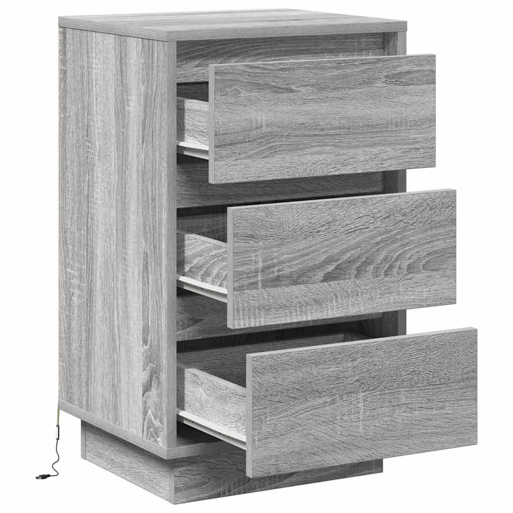 Cabinet de chevet avec Gris 39 x 34,5 x 65 cm Bois d'ingénierie - XIOS