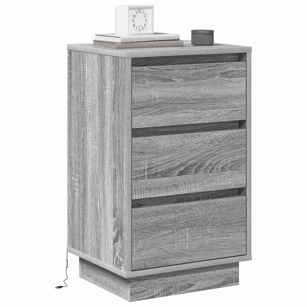 Cabinet de chevet avec Gris 39 x 34,5 x 65 cm Bois d'ingénierie - XIOS