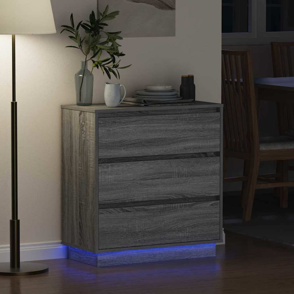 Cabinet de chevet avec Gris 71 x 34.5 x 75 cm Bois d'ingénierie - XIOS