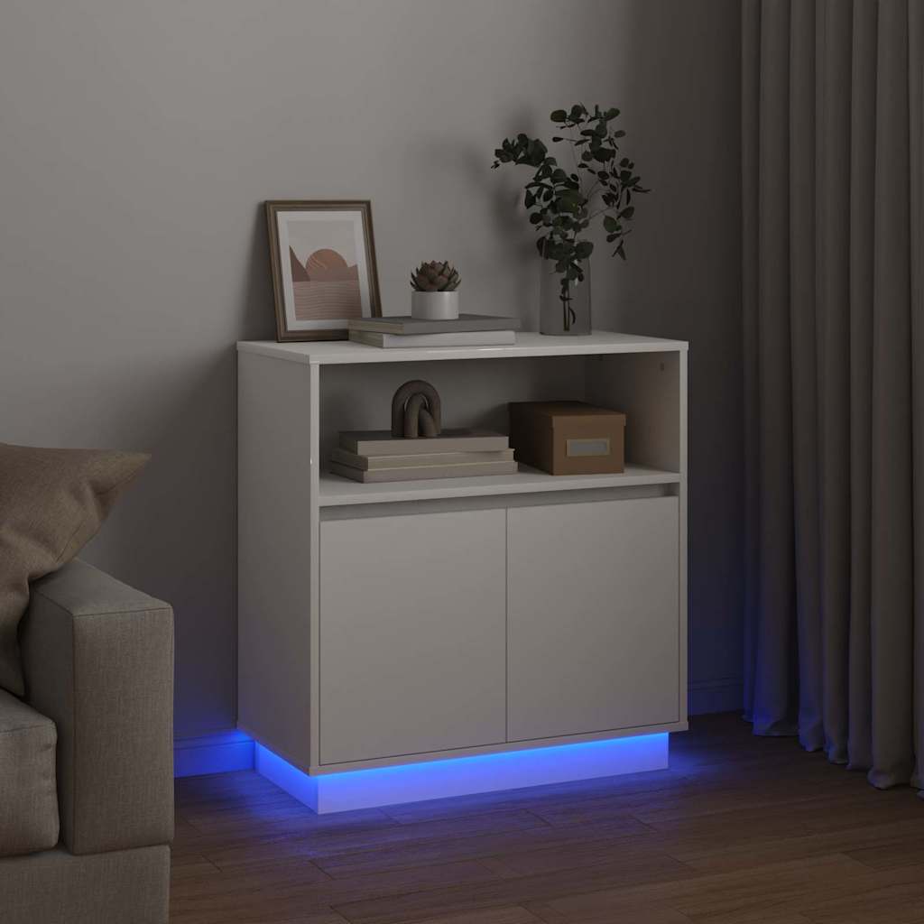 Buffet avec LED Blanc 71 x 34.5 x 75 cm Bois d'ingénierie - XIOS