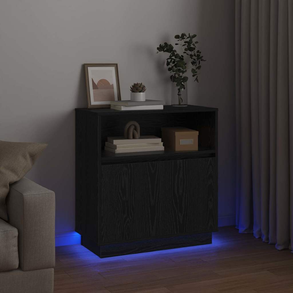 Buffet avec LED Chêne noir 71 x 34.5 x 75 cm Bois d'ingénierie - XIOS