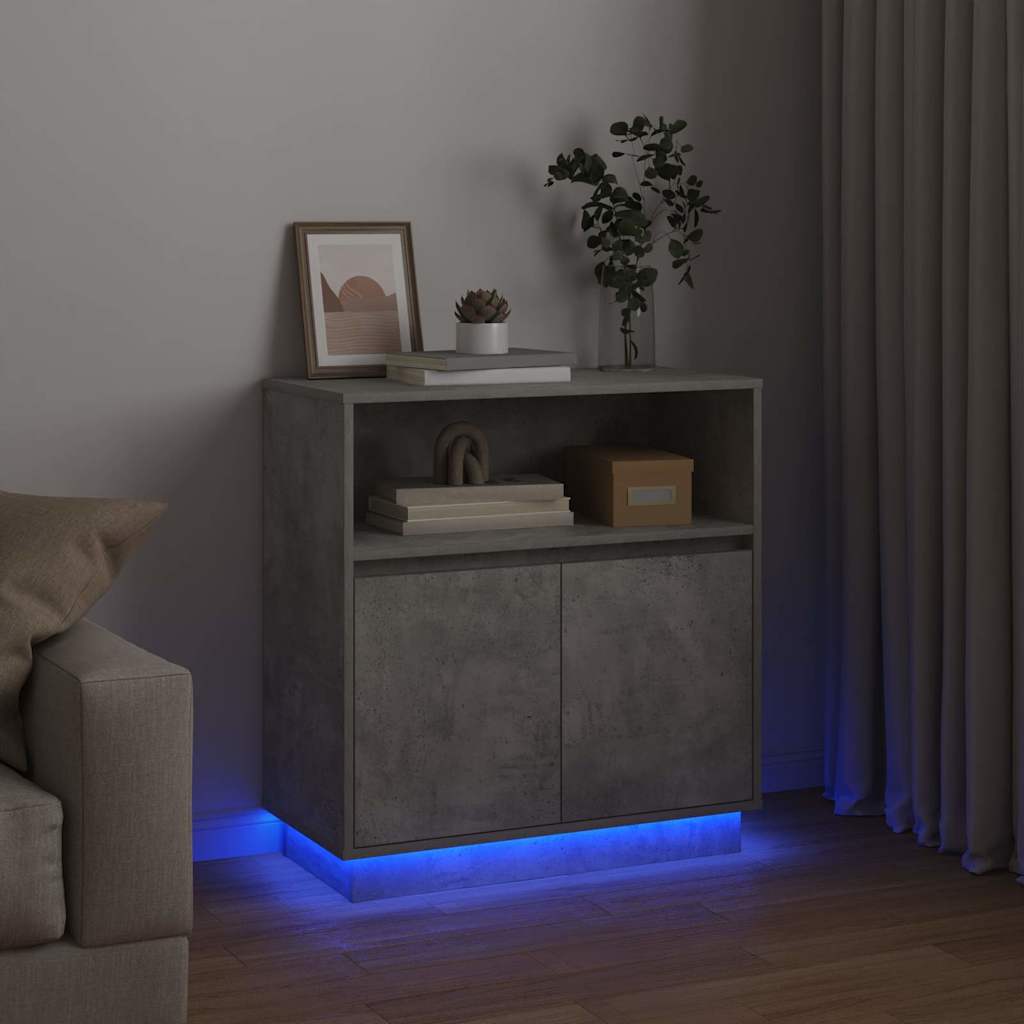 Buffet avec LED Gris béton 71 x 34.5 x 75 cm Bois d'ingénierie - XIOS