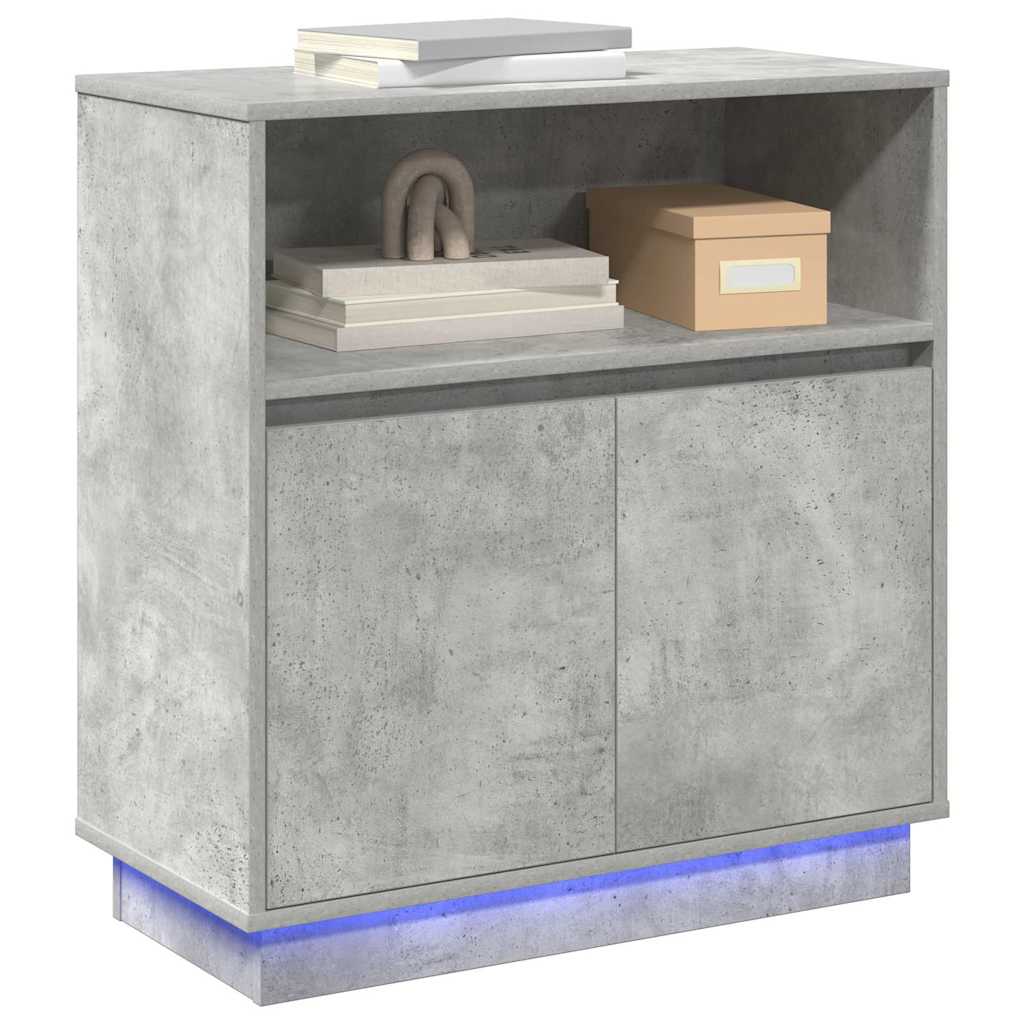 Buffet avec LED Gris béton 71 x 34.5 x 75 cm Bois d'ingénierie - XIOS