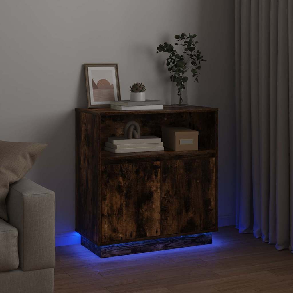 Buffet avec LED Chêne fumé 71 x 34.5 x 75 cm Bois d'ingénierie - XIOS