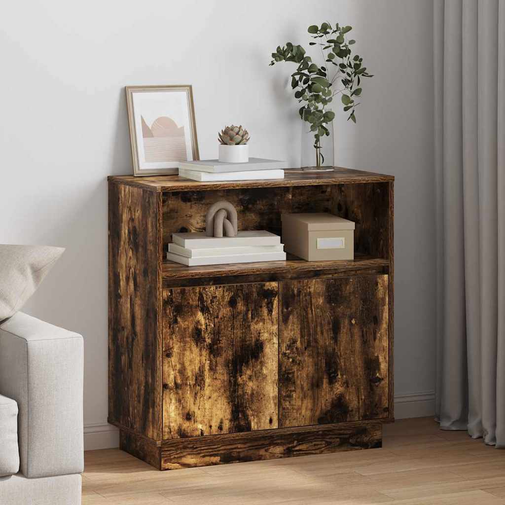 Buffet avec LED Chêne fumé 71 x 34.5 x 75 cm Bois d'ingénierie - XIOS