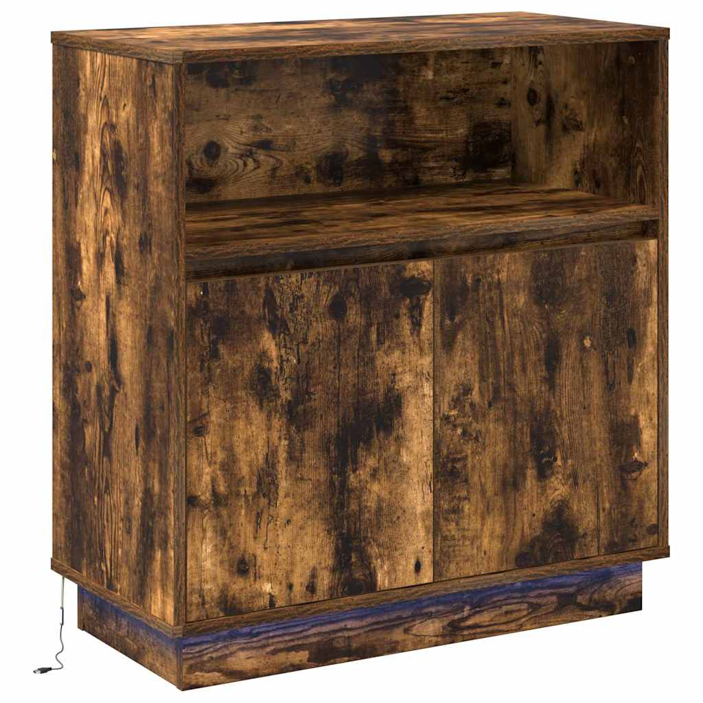 Buffet avec LED Chêne fumé 71 x 34.5 x 75 cm Bois d'ingénierie - XIOS