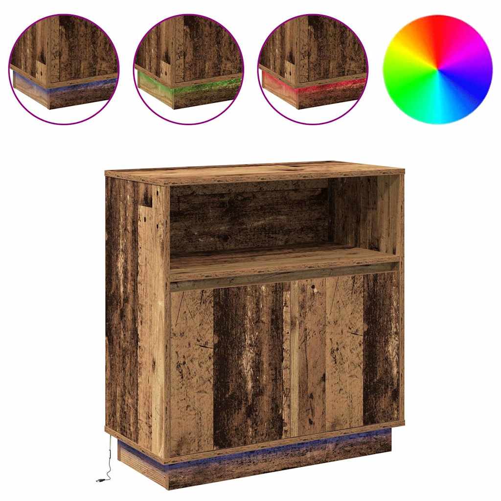 Buffet avec LED Bois Ancien 71 x 34.5 x 75 cm Bois d'ingénierie - XIOS