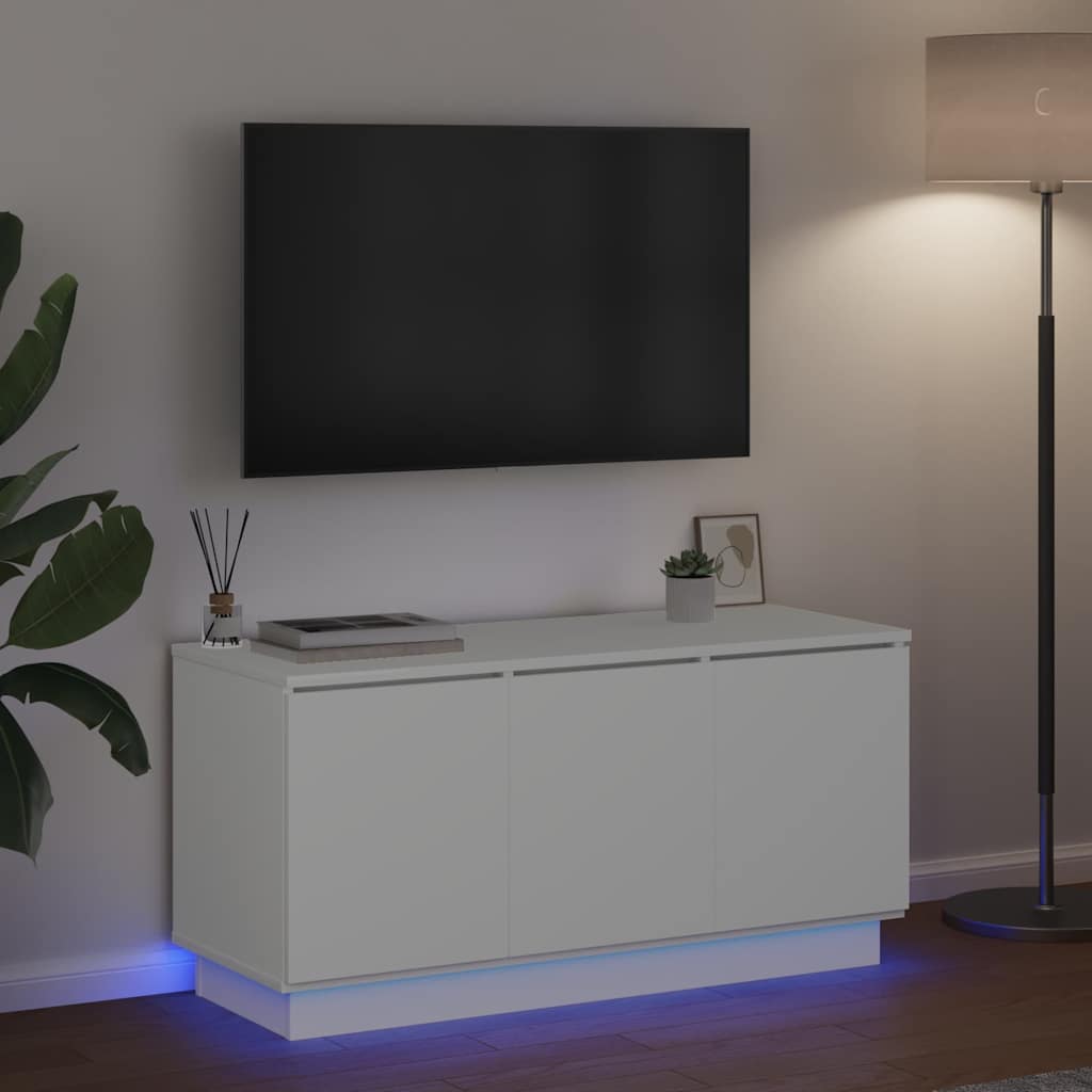 Meuble TV avec LED Blanc 100 x 38 x 49 cm Bois d'ingénierie - XIOS