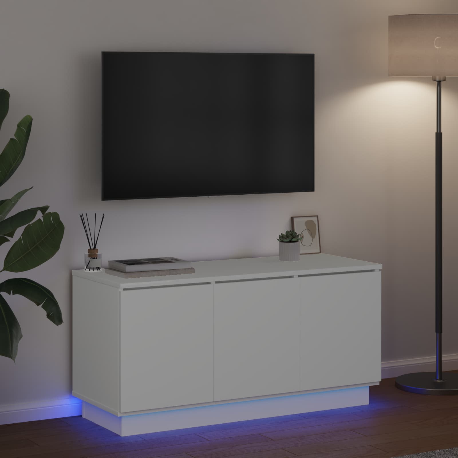 Meuble TV Blanc 100 x 38 x 49 cm Bois d'ingénierie