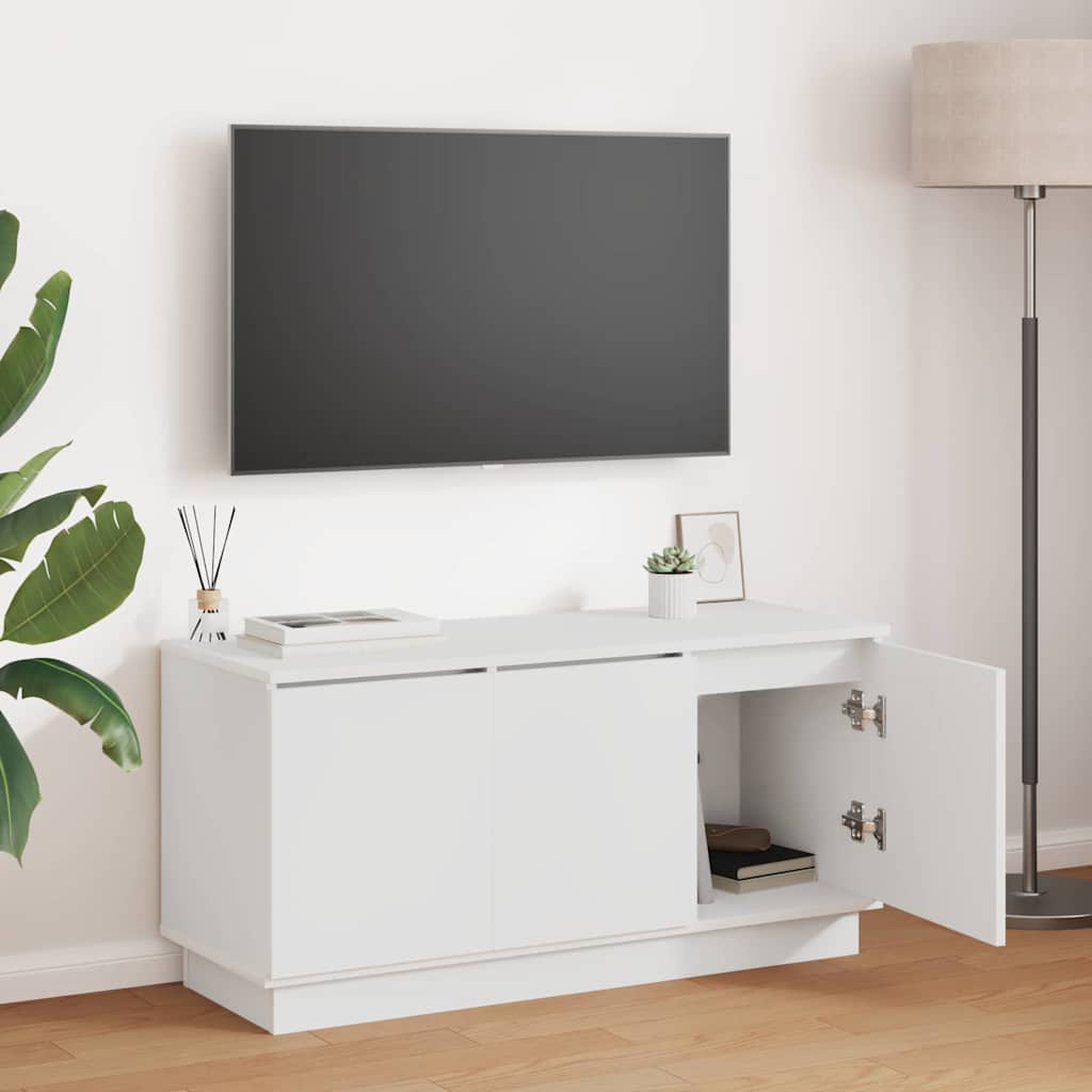 Meuble TV avec LED Blanc 100 x 38 x 49 cm Bois d'ingénierie - XIOS