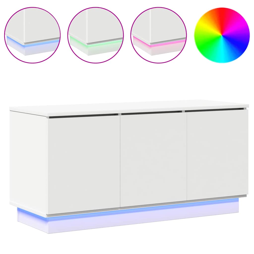 Meuble TV avec LED Blanc 100 x 38 x 49 cm Bois d'ingénierie - XIOS