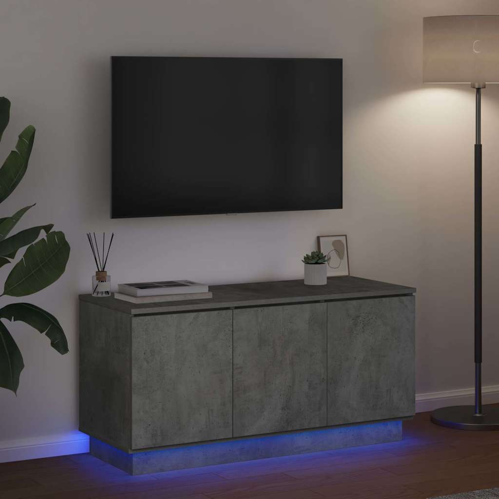 Meuble TV avec LED Gris béton 100 x 38 x 49 cm - XIOS