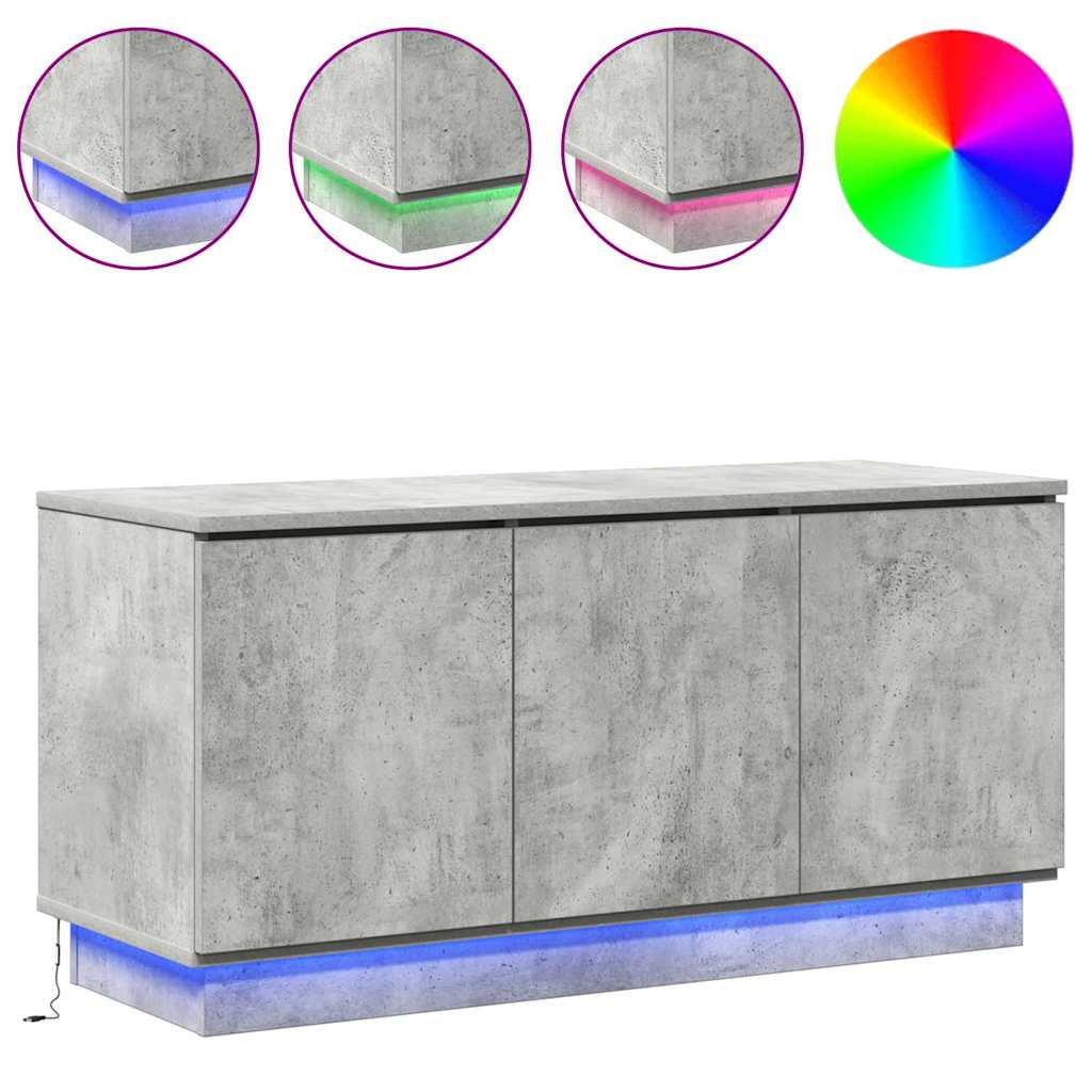 Meuble TV avec LED Gris béton 100 x 38 x 49 cm - XIOS