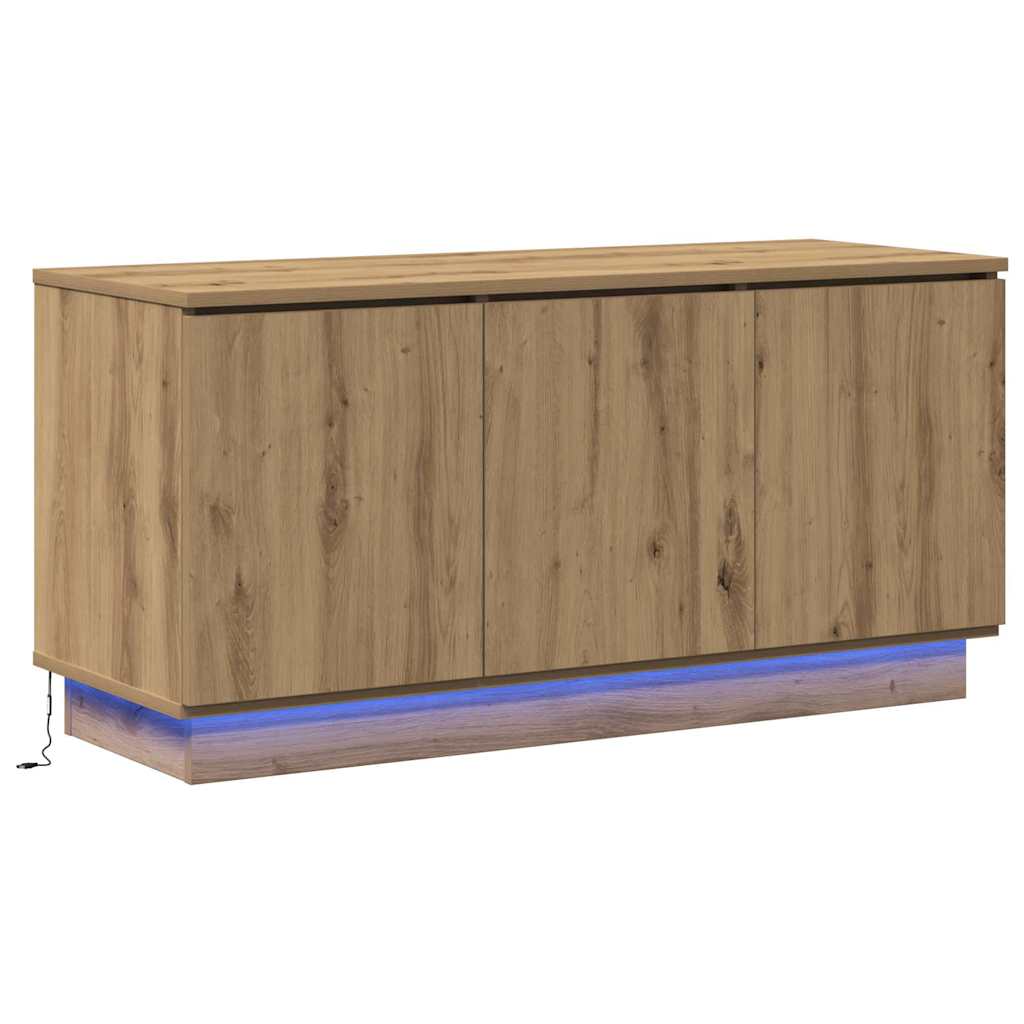Meuble TV avec LED chêne artisanal 100 x 38 x 49 cm - XIOS