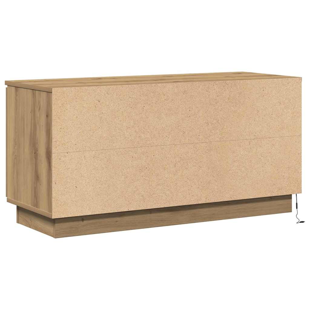 Meuble TV avec LED chêne artisanal 100 x 38 x 49 cm - XIOS