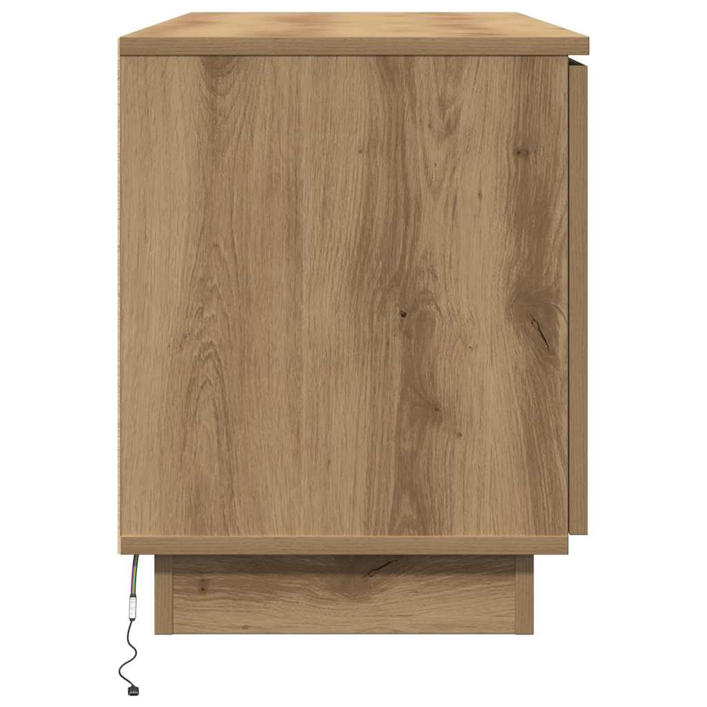 Meuble TV avec LED chêne artisanal 100 x 38 x 49 cm - XIOS