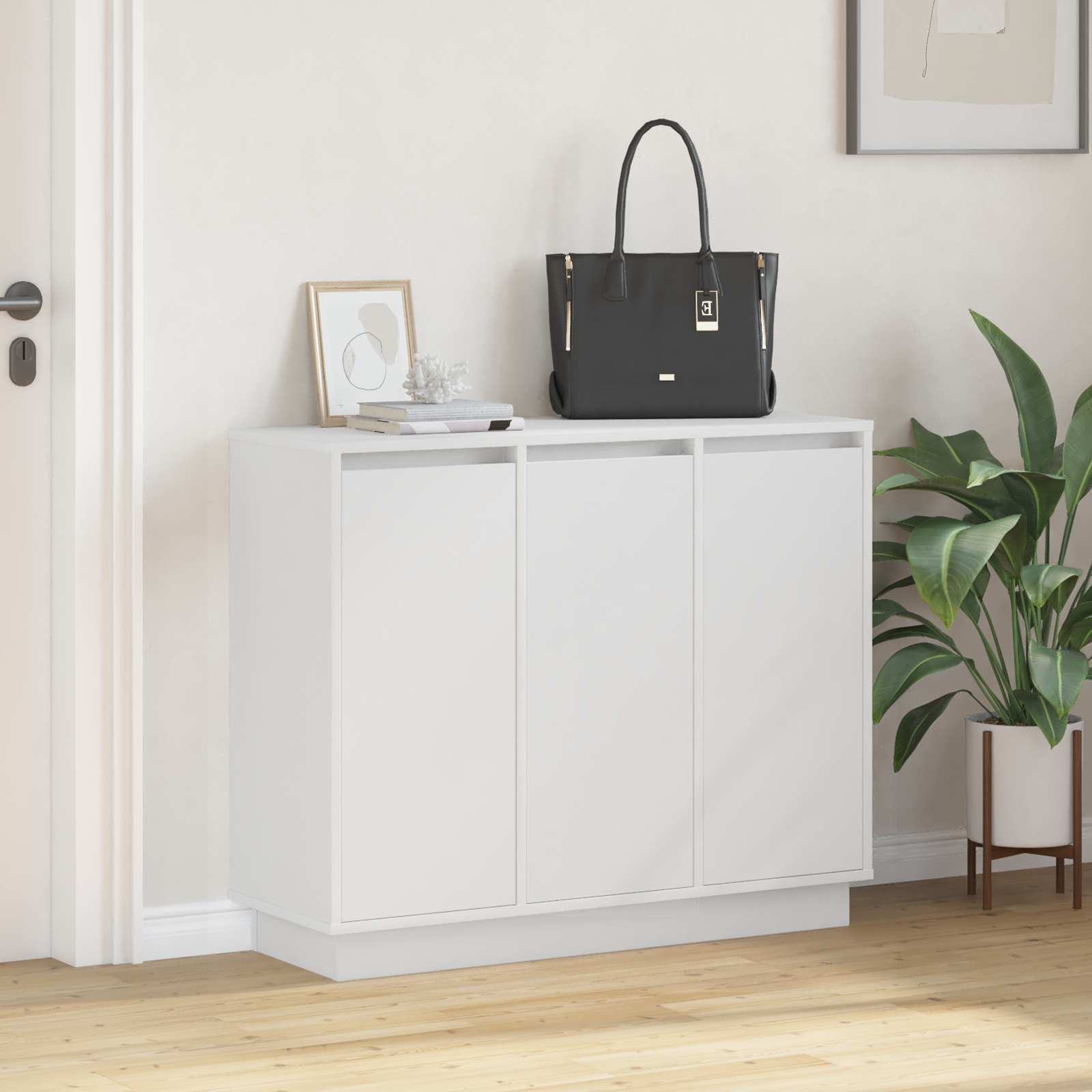 Buffet LED Blanc 90 x 32 x 75 cm Bois d'ingénierie