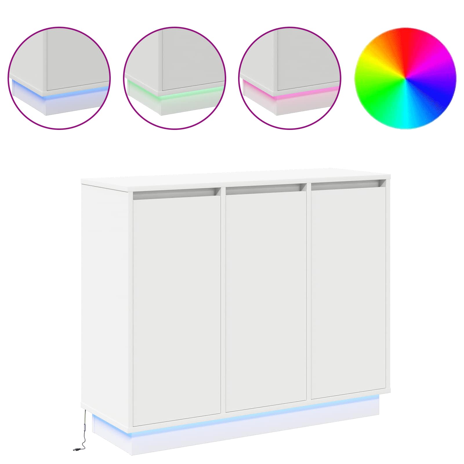 Buffet LED Blanc 90 x 32 x 75 cm Bois d'ingénierie