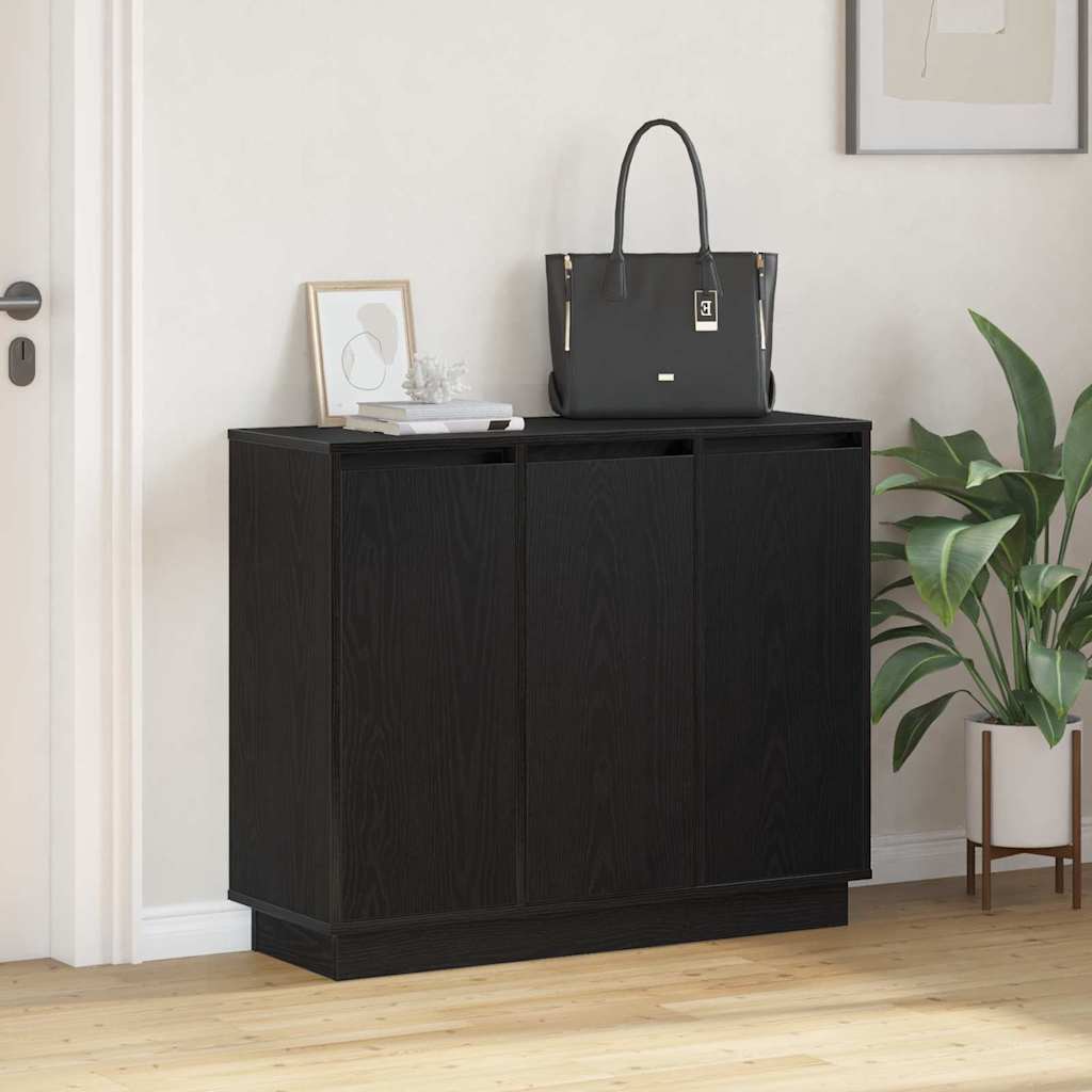 Buffet LED Chêne noir 90 x 32 x 75 cm Bois d'ingénierie